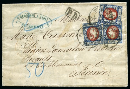 Stamp of Switzerland / Schweiz 1869 Cover 50b (3) to France - one of the highest frankings