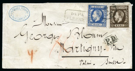 Stamp of Romania 1872 DUKE CHARLES I Envelope 'DUPA PECARE'   10b + 25b to VALAIS, SWITZERLAND 