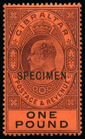 Stamp of Gibraltar 1903 CA 1/2d to £1, mint, complete set of 10 with SPECIMEN ovpt, very fine (SG £550)