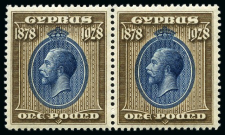 Stamp of Cyprus » King George V Issues 1928 50th Anniversary of British Rule short set to 45pi in mint nh top marginal blocks of four