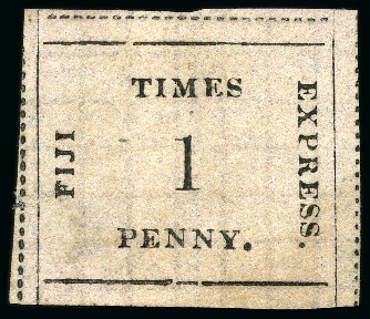 Stamp of Fiji 1870 Fiji Times Issue: 1d black on rose, thin quadrillé paper, unused