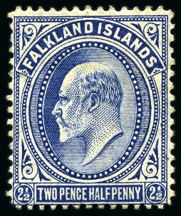 Stamp of Falkland Islands 1904-12 MCA 2 1/2d deep blue, unused
