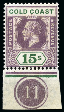 Stamp of Gold Coast 1921-24 Script 15s dull purple and green, die II, mint
