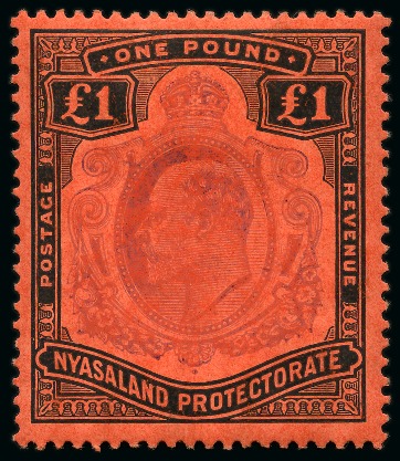 Stamp of Nyasaland » Nyasaland Protectorate 1908-11 MCA £1 purple and black on red, mint, fine