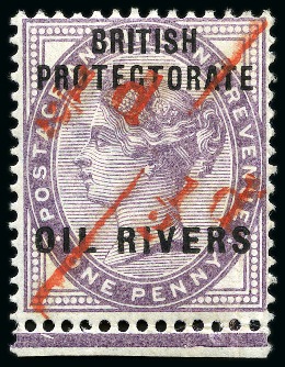 Stamp of Nigerias » Niger Coast Protectorate 1893 1/2d on half, unsevered pair, mint