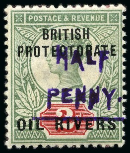 Stamp of Nigerias » Niger Coast Protectorate 1893 1/2d on 2d, mint