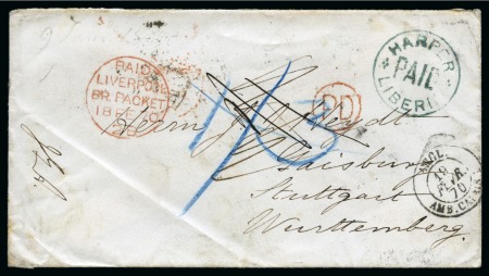 Stamp of Liberia 1870 Envelope to Germany with fine circular "HARPER / PAID / LIBERIA" handstamp