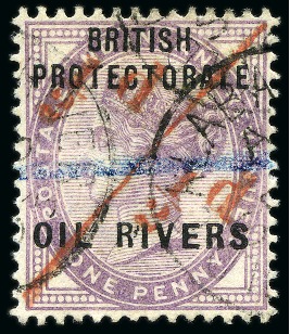 Stamp of Nigerias » Niger Coast Protectorate 1893 1/2d on half, unsevered pair, used