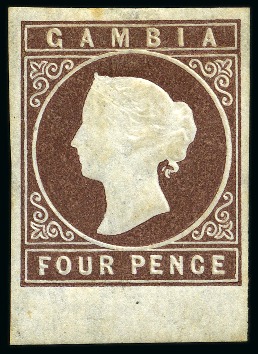Stamp of Gambia 1874 Cameo CC 4d brown, mint
