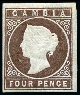 Stamp of Gambia 1869-72 Cameo 4d brown, no wmk, imperforate, unused