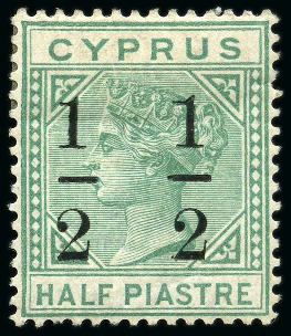 Stamp of Cyprus » Queen Victoria Keyplate Issues 1886 CA 1/2 in 1/2pi emerald-green, mint