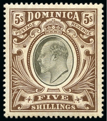 Stamp of Dominica 1903-08 1/2d to 5s mint, parts set, fine