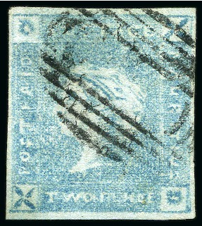 Stamp of Mauritius » 1859 Lapirot Issue » Worn Impressions (SG 39) 2d blue, position 8, used