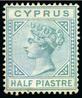 Stamp of Cyprus » Queen Victoria Keyplate Issues 1881 Wmk Crown CC 1/2pi emerald-green with inverted watermark