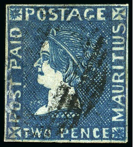Stamp of Mauritius » 1859 Sherwin Issue (SG 40) 2d deep blue, position 8, used