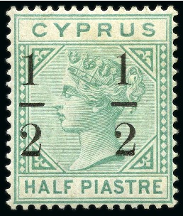 Stamp of Cyprus » Queen Victoria Keyplate Issues 1886 Wmk CC 1/2 on 1/2pi (fractions 8mm apart) mint