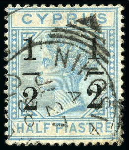Stamp of Cyprus » Queen Victoria Keyplate Issues 1886 Wmk Crown CC 1/2 on 1/2pi with large "2" at right variety