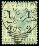 Stamp of Cyprus » Queen Victoria Keyplate Issues 1886 Wmk Crown CC 1/2 on 1/2pi with large "1" at left variety