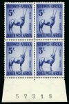 Stamp of South West Africa 1954 Definitives: The unique set of twenty-five sheet marginal numbered blocks of four