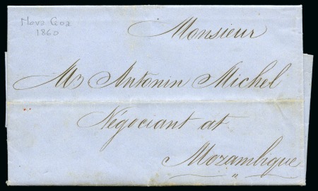 Stamp of Portuguese Colonies » Portuguese India 1860 Folded entire letter dated Novo Goa to Mozambique, very fine, scarce