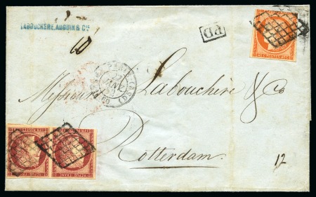 Stamp of France » Collections 1849-1900, Très beau lot de lettres spécialisé sur les destinations avec rare utilisation des Cérès de 1849 pour la Guayra (cert. Behr), etc. (Est. € 3'000/5'000)