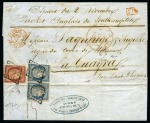 Stamp of France » Collections 1849-1900, Très beau lot de lettres spécialisé sur les destinations avec rare utilisation des Cérès de 1849 pour la Guayra (cert. Behr), etc. (Est. € 3'000/5'000)