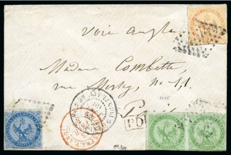 Stamp of Colonies françaises » Colonies Francaise Collections et Lots 1859-1870, Lot de 33 lettres avec type AIGLE dont trois couleurs, utilisation du 5c vert, diverses provenances, B/TB, idéal pour monter une exposition ou détailler (Est. € 3'000/5'000)