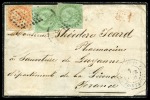Stamp of Colonies françaises » Colonies Francaise Collections et Lots 1859-1870, Lot de 33 lettres avec type AIGLE dont trois couleurs, utilisation du 5c vert, diverses provenances, B/TB, idéal pour monter une exposition ou détailler (Est. € 3'000/5'000)