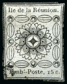 Stamp of Colonies françaises » Réunion Réunion Yv. 1, obl., légers défauts, rare, signé JF.Brun (Yv. €30'000)