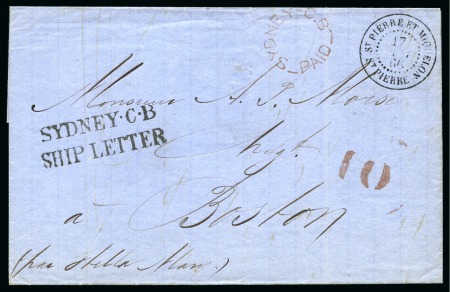 Stamp of Canada » Nova Scotia 1866 Cover with "SYDNEY.C.B. / SHIP LETTER" and "SYDNEY.C.B. / PAID" hs