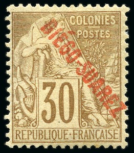 Stamp of Colonies françaises » Diégo-Suarez Diégo-Suarez Yv. 21, neuf, TB, très rare (tirage 150), signé A.Brun (Yv. € 1'350)