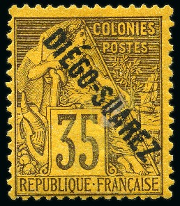 Stamp of Colonies françaises » Diégo-Suarez Diégo-Suarez Yv. 22, neuf, TB, très rare (tirage 250), signé Calves, cert. Cérès (Yv. € 1'350)