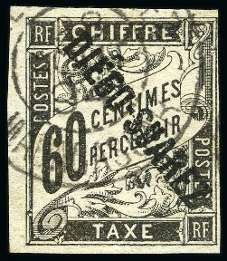 Stamp of Colonies françaises » Diégo-Suarez Diégo-Suarez TAXE Yv. 12, obl., TB, rare, signé A.Brun (Yv. € 900)