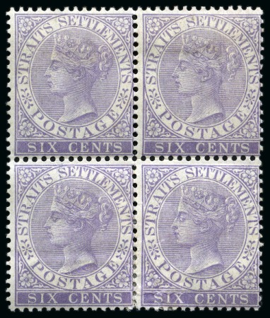 Stamp of Malaysia » Straits Settlements 1867-72 6c Dull Lilac mint og block of four