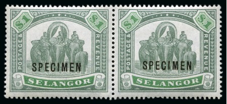 Stamp of Malaysia » Malaysian States » Selangor 1895-99 Wmk Crown CC $1 and $5 mint nh Specimens in pairs