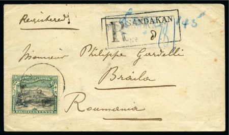 Stamp of North Borneo 1898 Envelope sent registered from Sandakan to Romania