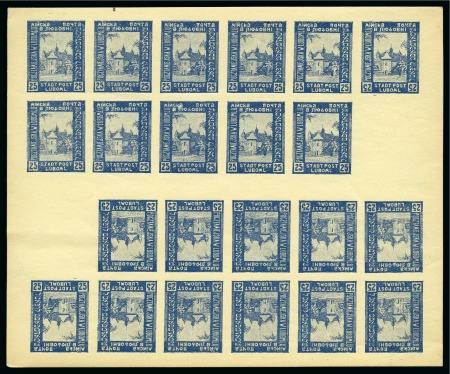Stamp of Poland » Poland Local Issues POLAND 1918 Luboml sheetlet 25k imperforate printing sheet of 2 counter sheets tete-beche