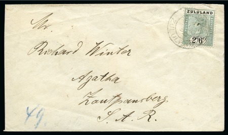Stamp of South Africa » Zululand 1896 Envelope from Eshowe to Transvaal with 1894-96 2s6d
