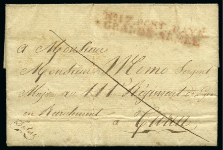 Stamp of France 1806 Pli pour Turin portant la griffe N°17 PORT PAYÉ / GRANDE ARMÉE en rouge