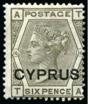 Stamp of Cyprus 1880-94, Mint/unused collection incl. 1880 GB ovpt 1/2d Rose PLATE 19 mint part og (SG £14'500+)