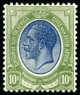 Stamp of South Africa » Union & Republic of South Africa 1913 King Head 10s blue and olive, mint