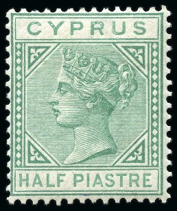 Stamp of Cyprus » Queen Victoria Keyplate Issues 1882-89 1/2pi Emerald-Green mint