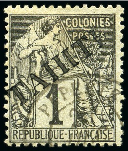 Stamp of Colonies françaises » Tahiti TAHITI Yv. 7, obl., TB, rare (tirage 200), signé A.Brun (Yv. € 1'200)