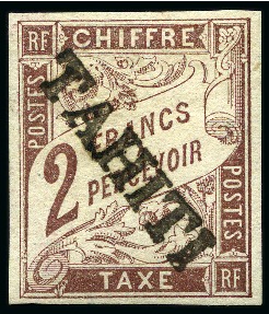 Stamp of Colonies françaises » Tahiti TAHITI TAXE Yv. 13, neuf, TB, très rare, signé A.Brun, Calves (Yv. € 1'300)