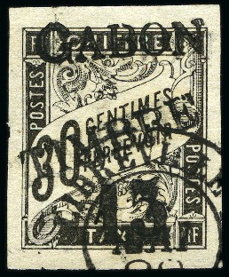 Stamp of Colonies françaises » Gabon Gabon Yv. 12, obl., TB, rare (tirage 250), signé A.Brun, signé Roumet, cert. Roumet (Yv. € 4'400)