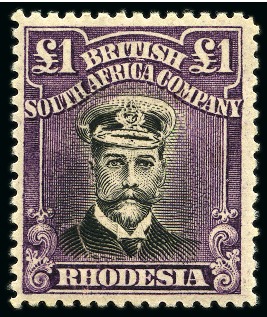 Stamp of Rhodesia 1913-19 Admiral £1 black and violet-indigo, mint