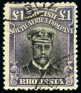 Stamp of Rhodesia 1913-19 Admiral £1 black and violet-indigo, used
