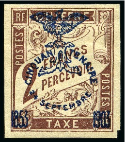 Stamp of Colonies françaises » Nouvelle-Calédonie Nouvelle-Calédonie TAXE Yv. 15, neuf, TB, très rare (tirage 150), signé JF.Brun (Yv. € 1'600)