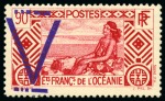 Stamp of Colonies françaises » Océanie Océanie 15 valeurs entre Yv. 86 et 113 avec surcharge violette "V", neuf avec adhérences, TB, toutes signés Calves (15)