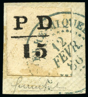 Stamp of Colonies françaises » St. Pierre et Miquelon Saint-Pierre-et-Miquelon Yv. 16, 16A et 17, obl. sur petits fragments, TB, rare, signés, cert. Feldman (Yv. € 5'000)